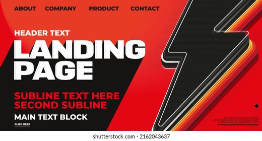 Landing page with flashlight design. Site header, website interface layout, online service homepage, company presentation vector iluustration
