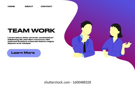landing page flat design team work