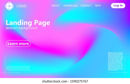 Landing page. Flow shape. Fluid background. Trendy abstract cover. Futuristic design poster. Colorful gradient. Vector.