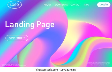 Landing page. Flow shape. Fluid background. Trendy abstract cover. Futuristic design poster. Colorful gradient. Vector.