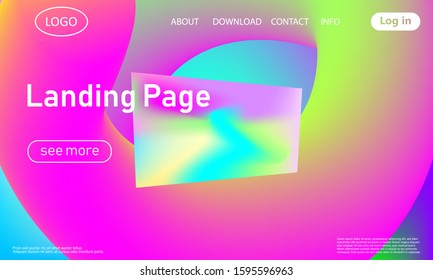 Landing page. Flow shape. Fluid background. Trendy abstract cover. Futuristic design poster. Colorful gradient. Vector.