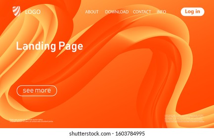 Landing page. Flow shape. Fluid background. Trendy abstract cover. Futuristic design poster. Colorful gradient. Vector.