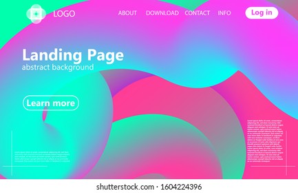Landing page. Flow shape. Fluid background. Trendy abstract cover. Futuristic design poster. Colorful gradient. Vector.
