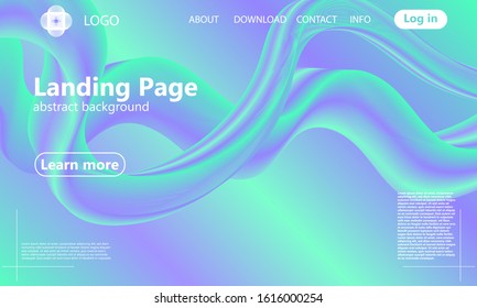 Landing Page. Flussform. Flüssiger Hintergrund. Trendy abstrakte Abdeckung. Futuristisches Design-Poster. Farbverlauf. Vektorillustration.