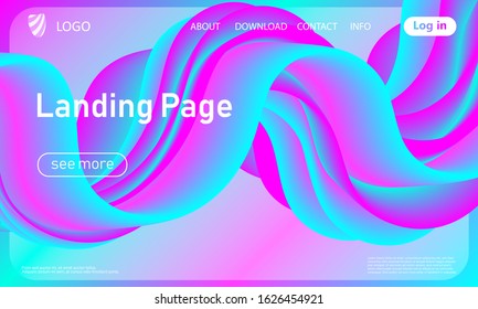Landing page. Flow shape. Fluid background. Trendy abstract cover. Futuristic design poster. Colorful gradient. Vector.