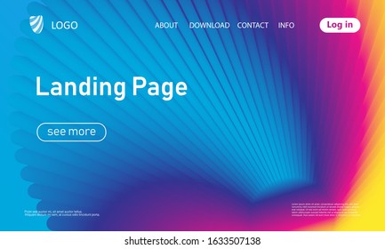 Landing page. Flow shape. Fluid background. Trendy abstract cover. Futuristic design poster. Colorful gradient. Vector.