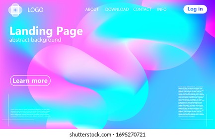  Página de inicio. Forma Flujo. Fondo fluido. Portada abstracta de moda. Cartel de diseño futurista. Degradado colorido. Vector.