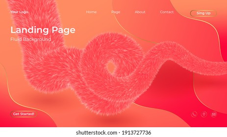 Landing page Fluid abstract background design with motion, trendy gradient with colorful Flow.