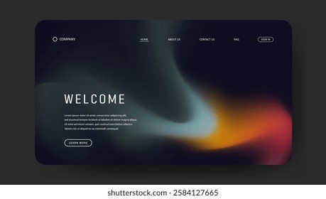 landing page with fluid gradient design