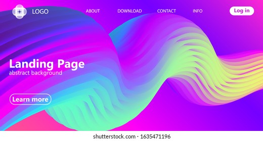 Landing page. Fluid shape. Liquid background. Trendy abstract cover. Futuristic design poster. Fluid flow. Colorful gradient. Vector.