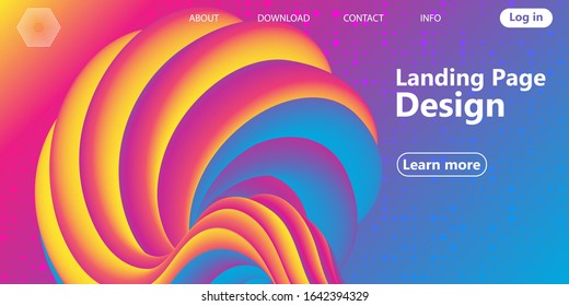Landing page. Fluid shape. Liquid background. Trendy abstract cover. Futuristic design poster. Fluid flow. Colorful gradient. Vector.