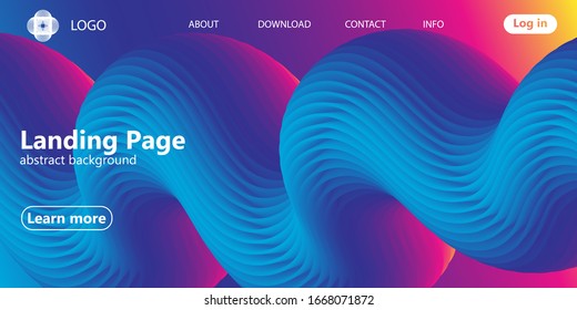 Landing page. Fluid shape. Liquid background. Trendy abstract cover. Futuristic design poster. Fluid flow. Colorful gradient. Vector.