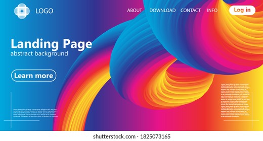 Landing page. Fluid shape. Liquid background. Trendy abstract cover. Futuristic design poster. Fluid flow. Colorful gradient. Vector.