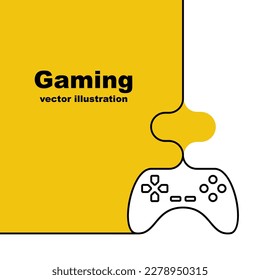 Landing page gaming. Abstract background, web template for games. Presentation banner. Linear design. Game description template. Vector illustration flat style. Isolated on white background.