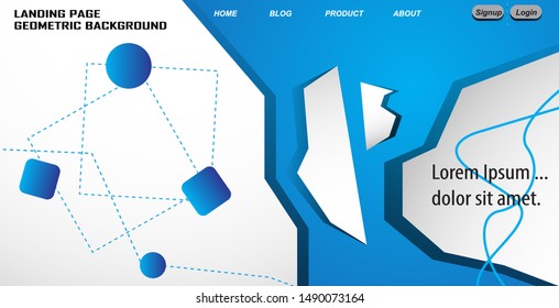 Landing page  geometric background. Dynamic shapes composition. Eps10 vector.