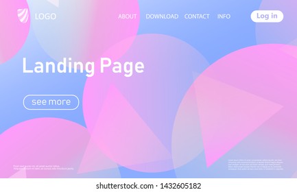 Landing page. Geometric background. Minimal abstract cover design. Creative colorful wallpaper. Trendy gradient poster. Vector illustration.
