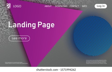 Landing page. Geometric background. Minimal abstract cover design. Creative colorful wallpaper. Trendy gradient poster. Vector illustration.