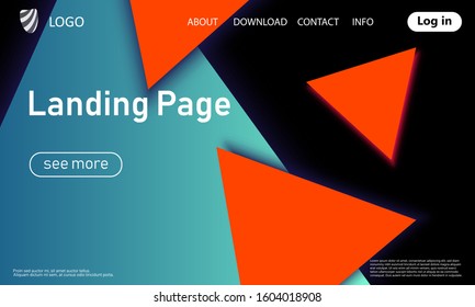 Landing page. Geometric background. Minimal abstract cover design. Creative colorful wallpaper. Trendy gradient poster. Vector illustration.