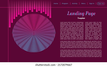 Landing page with geometric oval ornament design concept