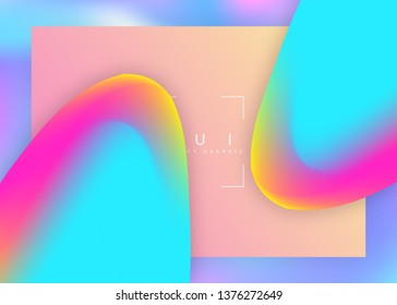 Landing page. Geometric screen, mobile template. Holographic 3d backdrop with modern trendy blend. Vivid gradient mesh. Landing page with liquid dynamic elements and fluid shapes.
