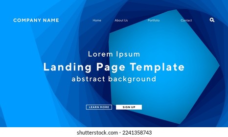 landing page with geometry pentagon with tidal wave striped background for website UI template business Annual reports, flyer, poster, magazine cover,brochure template vector EPS.