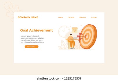 Landing Page Goal Achievement Concept illustration for Web design, landing page, banner, mobile app, vector flat design