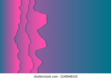 Landing page gradient vector background. Paper ripped edges border. Colorful backdrop. Empty space for text.