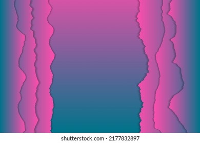 Landing page gradient vector background. Paper ragged edges border. Futuristic backdrop. Empty space for text.