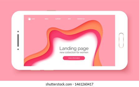 Landing page gradient waves background, banner for presentation, web site, business. Abstract poster with text space, abstract futuristic shapes. Landing page for women store, shop, internet shopping 