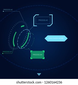 Landing page header in head-up display style, HUD interface, vector eps 10