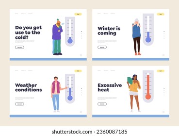 Landing page with heating or cooling problem at home apartment during seasonal temperature change