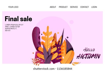 Landing Page - Hello Autumn, for school, autumn sales, leaves on the background