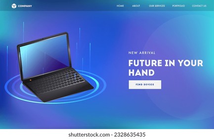 Landing Page or Hero Banner Design with New Arrival Laptop or Computer Notebook Illustration.