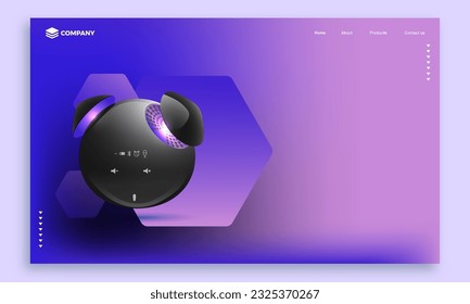 Landing Page or Hero Banner with Smart Voice Assistant Gadget, 3D Illustration.