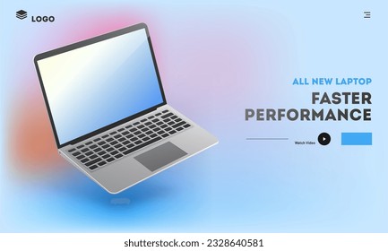 Landing Page or Hero Shots with New Arrival Laptop or Computer Notebook for Faster Performance.