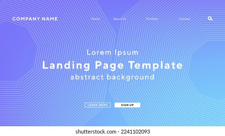 landing page with hexagon linestriped gradient white boult technology theme background for website UI template business Annual reports, flyer, poster, magazine cover,brochure template vector EPS.