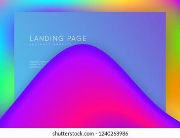 Landing page. Holographic 3d backdrop with modern trendy blend. Vivid gradient mesh. Minimalist website, ui frame. Landing page with liquid dynamic elements and fluid shapes.