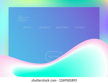 Landing page. Holographic 3d backdrop with modern trendy blend. Cool banner, website composition. Vivid gradient mesh. Landing page with liquid dynamic elements and fluid shapes.