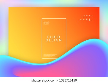 Landing page. Holographic 3d backdrop with modern trendy blend. Vivid gradient mesh. Wavy mobile, banner layout. Landing page with liquid dynamic elements and fluid shapes.