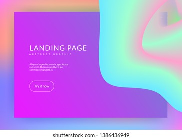 Landing page. Holographic 3d backdrop with modern trendy blend. Colorful app, screen composition. Vivid gradient mesh. Landing page with liquid dynamic elements and fluid shapes.
