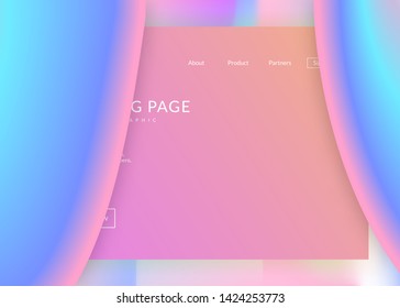 Landing page. Holographic 3d backdrop with modern trendy blend. Pop interface, website frame. Vivid gradient mesh. Landing page with liquid dynamic elements and fluid shapes.