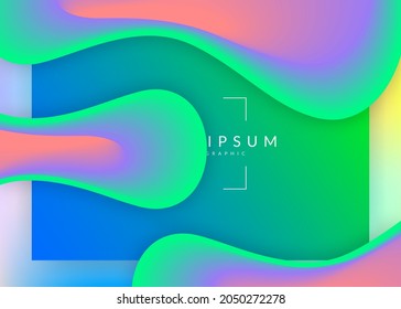 Landing page. Holographic 3d backdrop with modern trendy blend. Vivid gradient mesh. Business app, ui design. Landing page with liquid dynamic elements and fluid shapes.