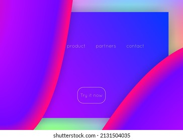 Landing page. Holographic 3d backdrop with modern trendy blend. Circle mobile, banner composition. Vivid gradient mesh. Landing page with liquid dynamic elements and fluid shapes.