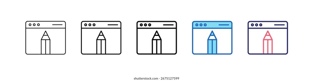 Landing Page Icon In 5 Different Styles Set Collection.