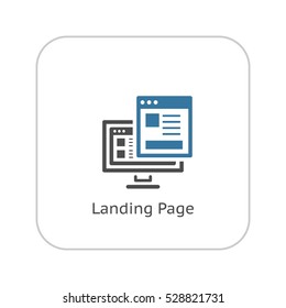 Landing Page Icon. Business And Finance. Isolated Illustration. Desktop With Web Page. Descktop Computer With Landing Page.