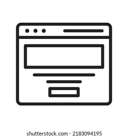 Landing Page icon vector image. Can also be used for Search Engine Optimization. Suitable for mobile apps, web apps and print media.