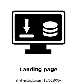 Landing page icon vector isolated on white background, logo concept of Landing page sign on transparent background, filled black symbol
