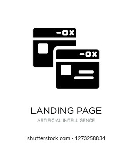 landing page icon vector on white background, landing page trendy filled icons from Artificial intelligence collection, landing page vector illustration
