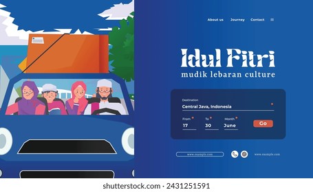 Idea de la página de destino con la cultura indonesia Eid Al Fitr Mudik Ilustración