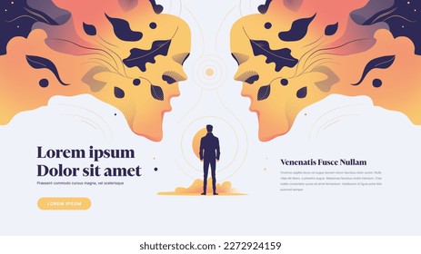 Landing page with illustration inspired by Rorschach test